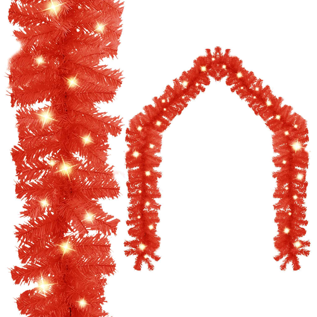 Vidaxl Christmas Garland med LED -lys 10 m rød