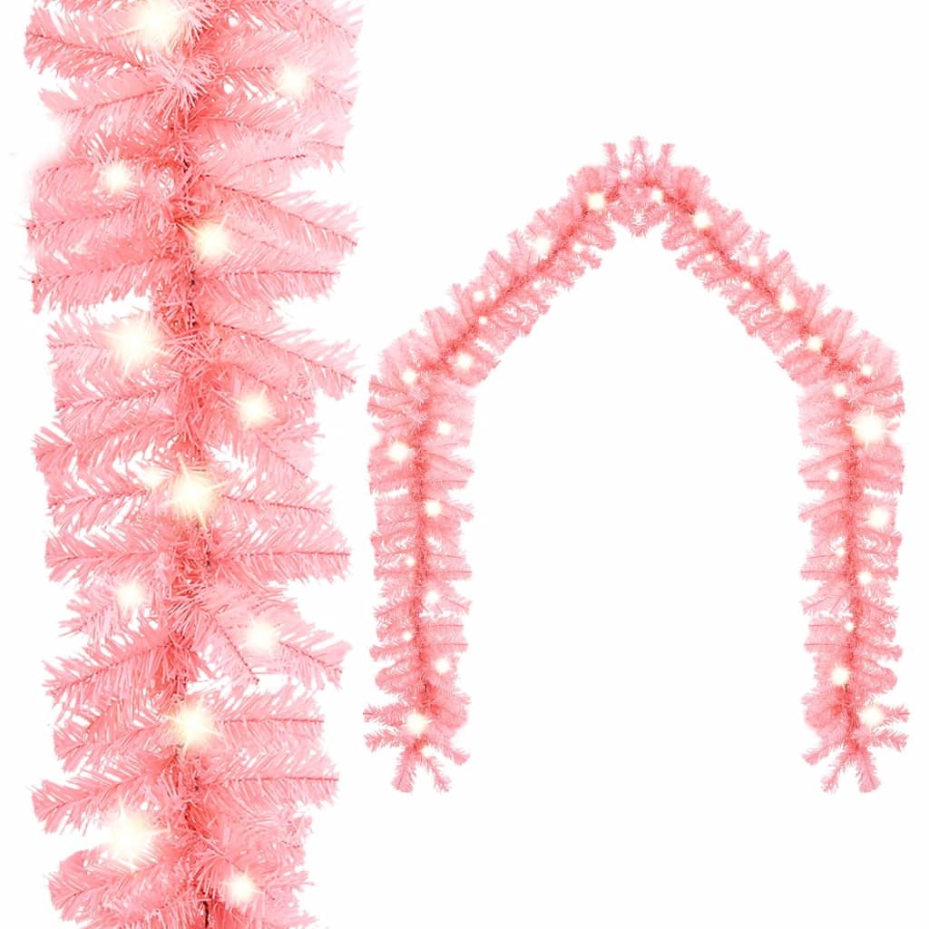 Vidaxl Chrëschtdag Garland mat LED Luuchten 20 m rosa