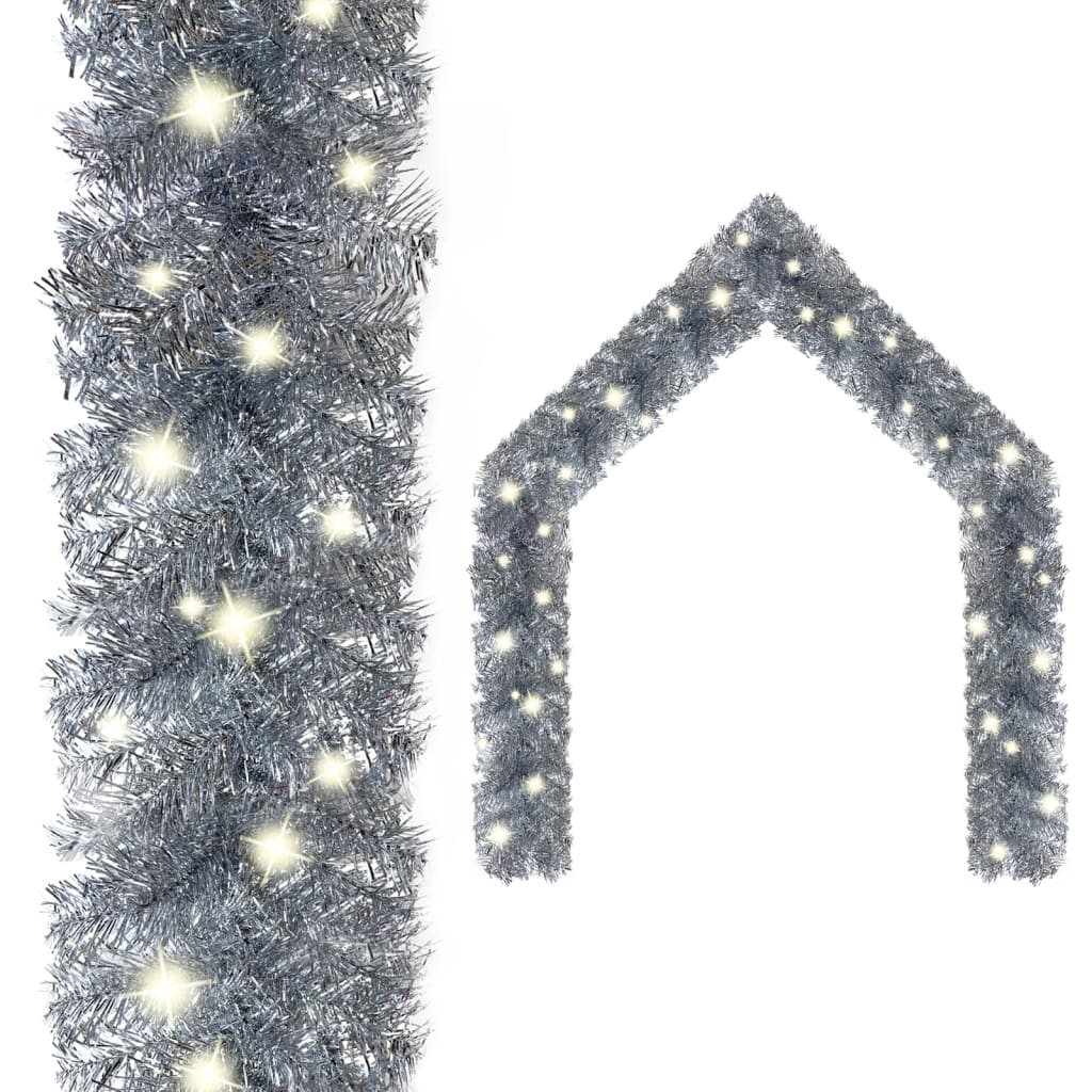 Vidaxl Garland de Noël avec lumières LED 10 m couleurs argentées