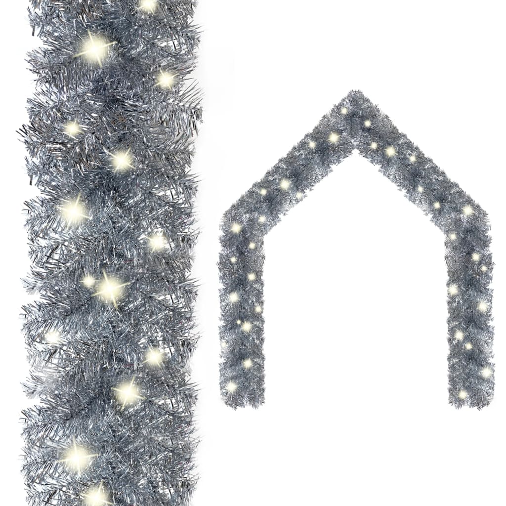 Vidaxl Christmas Garland med LED -lys 10 m sølvfarget