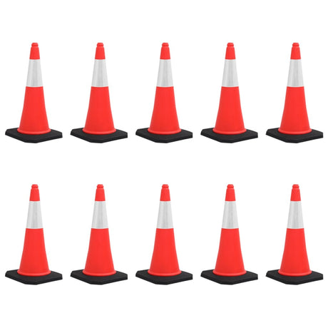 Cônes de circulation Vidaxl avec une base lourde 10 PCS Réfléchissants 75 cm