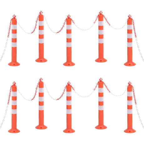 Pôles de trafic vidaxl avec chaîne 10 pcs 75 cm PE