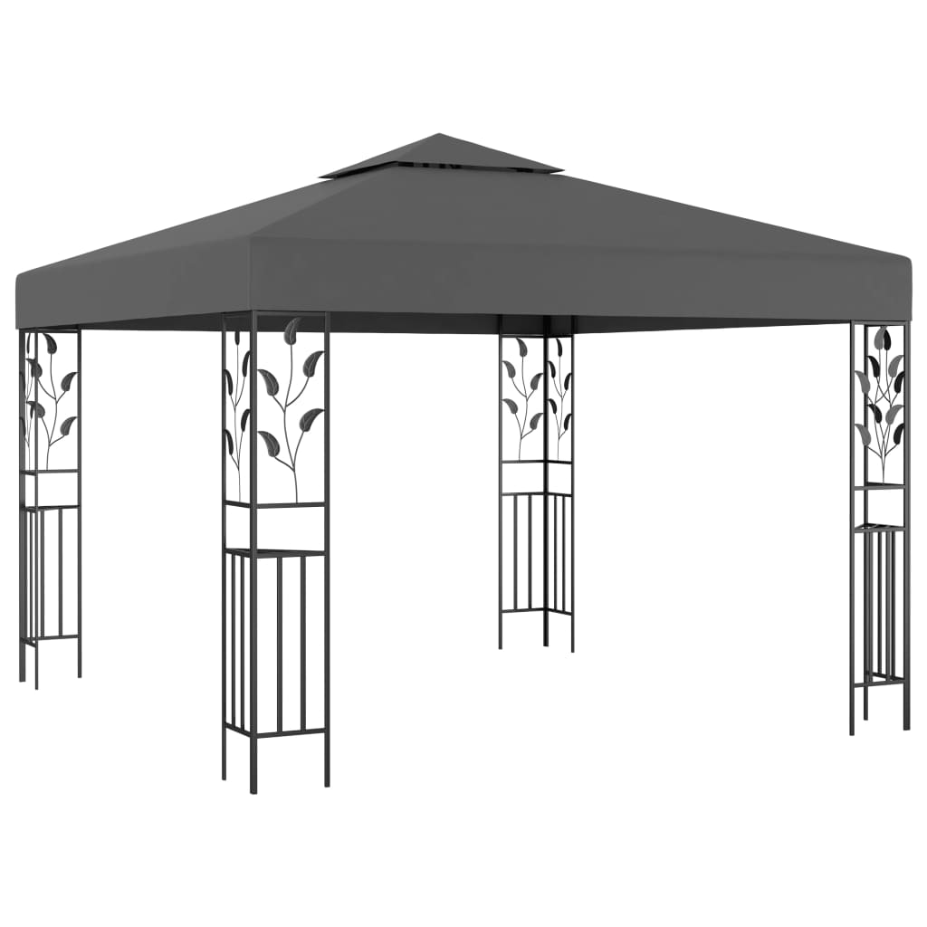 Vidaxl arbor with LED light garland 3x3 m anthracite colored