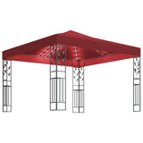 VidaXL Tonnelle avec guirlande lumineuse LED 3x3 m rouge vin