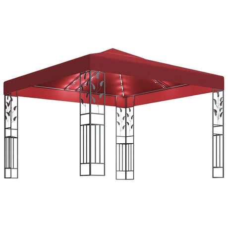 VidaXL Tonnelle avec guirlande lumineuse LED 3x3 m rouge vin