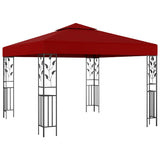 VidaXL Tonnelle avec guirlande lumineuse LED 3x3 m rouge vin
