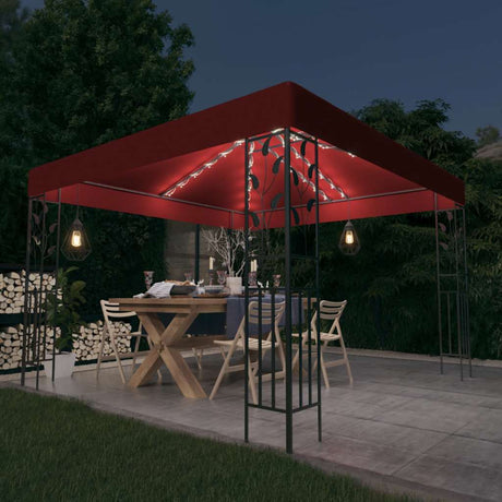 VidaXL Tonnelle avec guirlande lumineuse LED 3x3 m rouge vin