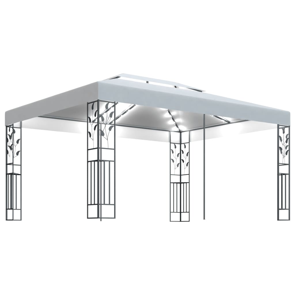 Vidaxl Arbor con doppio tetto e ghirlanda leggera a LED 3x4 m bianco