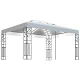 Arbor Vidaxl con techo doble y guirnalda de luz LED 3x4 m blanco