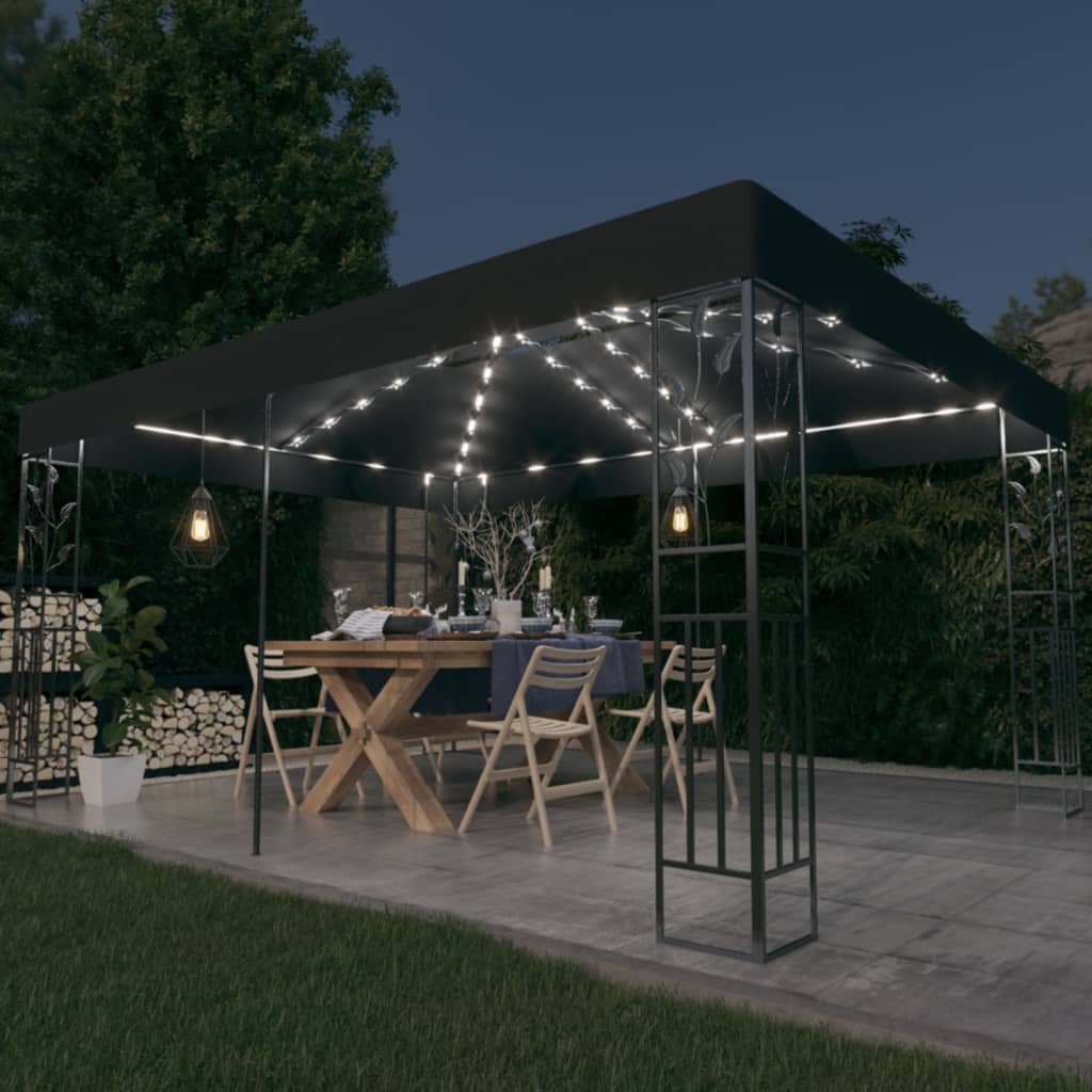 Vidaxl Arbor con doppio tetto e ghirlanda leggera a LED 3x4 M Colore antracite