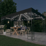 Vidaxl Arbor med dobbelt tag og LED -lys Garland 3x4 m Antracitfarve