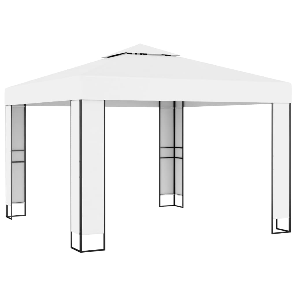 Vidaxl arbor with double roof and LED light garland 3x3 m white