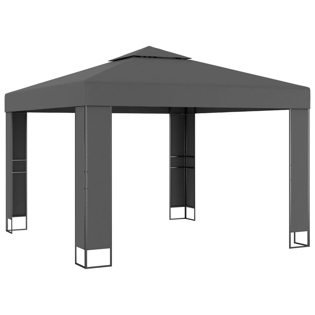 Vidaxl Arbor med dobbelt tak og LED -lys krans 3x3 m Antracittfarge