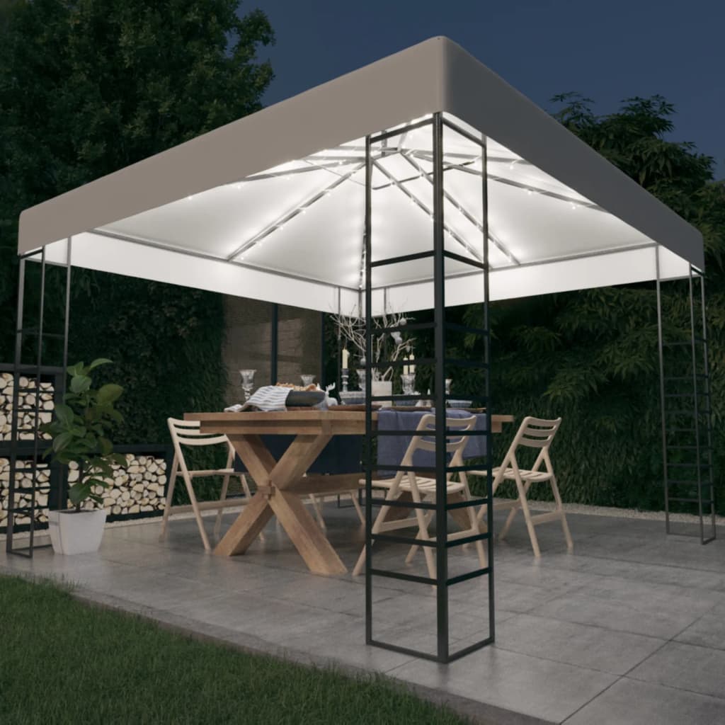 Vidaxl Garden Pavilion avec Garland Light Light 3x3 m blanc