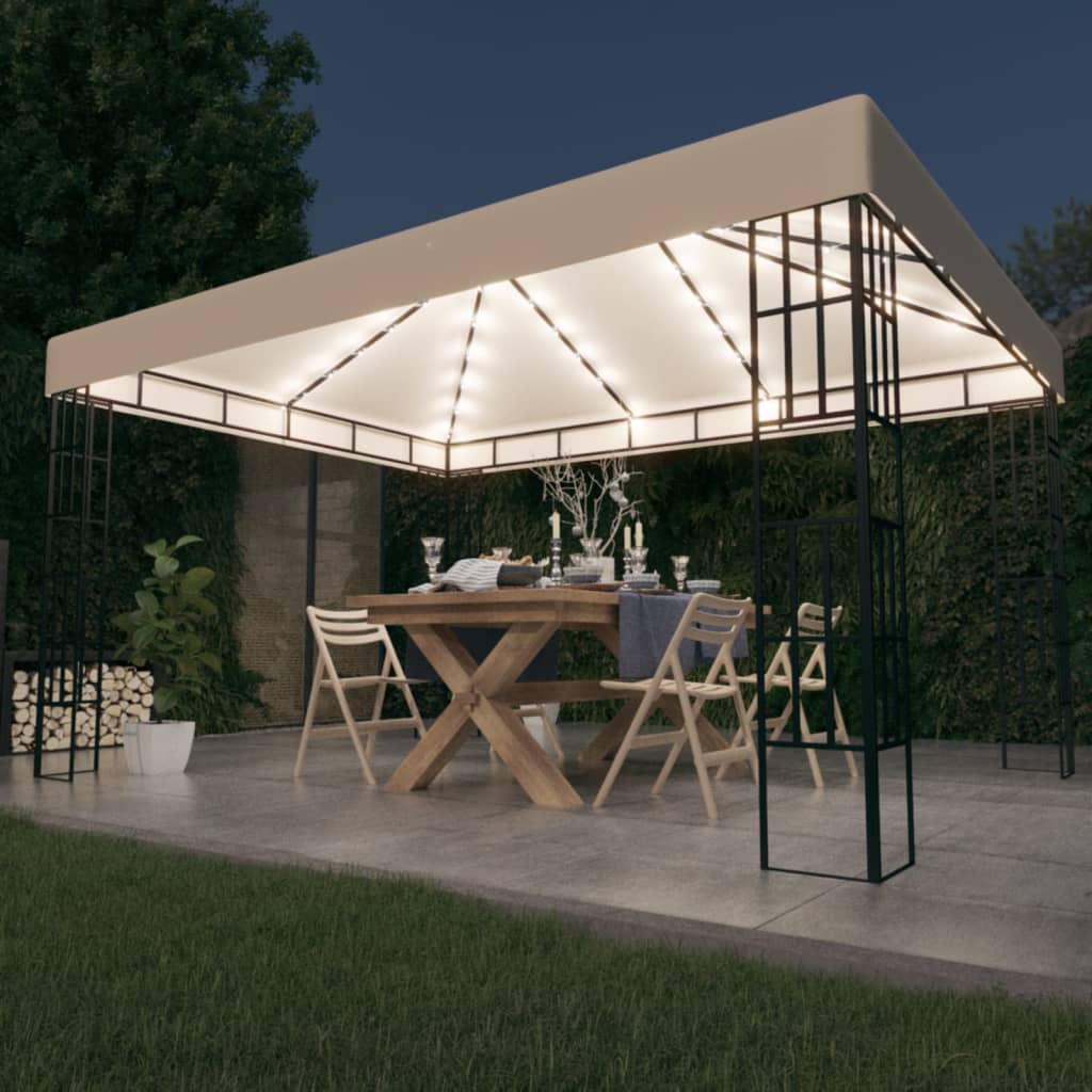 Vidaxl Arbor con ghirlanda leggera a led 3x4 m color crema