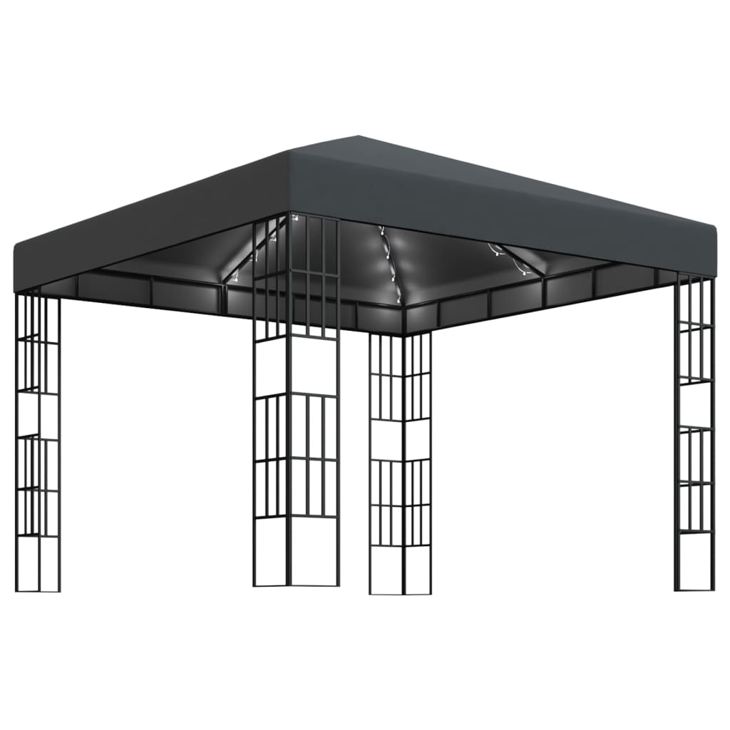 Vidaxl Arbor med LED -lys krans 3x3 m Antracittfarget