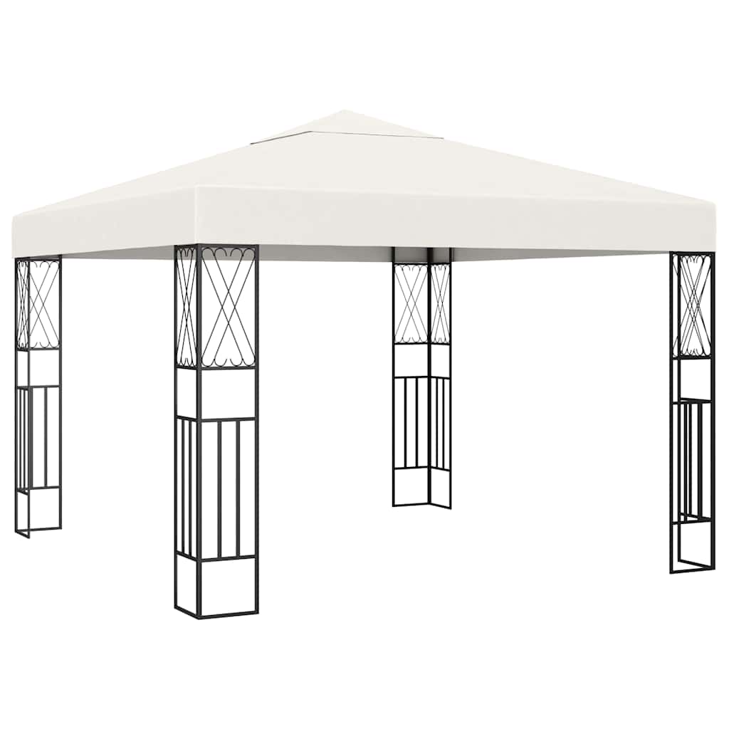 Tonnelle Vidaxx avec guirlande lumineuse LED 3x3 m en tissu couleur crème