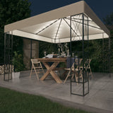 Arbor Vidaxl con guirnalda de luz LED 3x3 m de tela de color crema