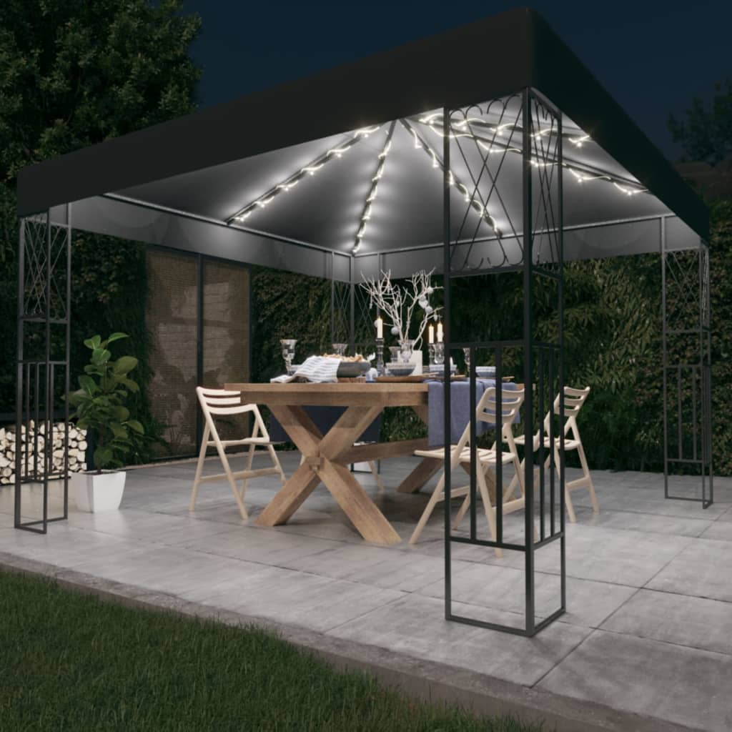 Vidaxl Arbor con ghirlanda leggera a led 3x3 m polvere color antracite