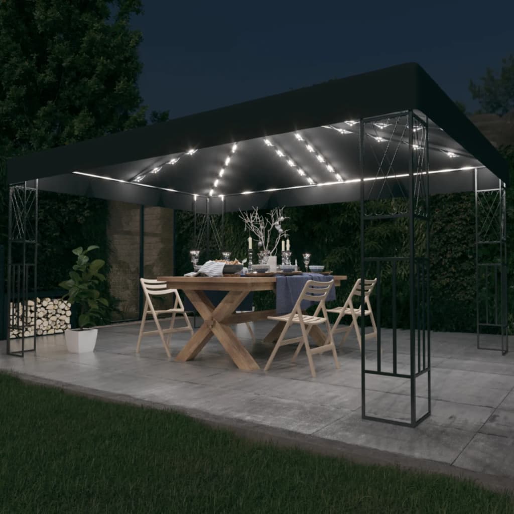 Arbor Vidaxl avec une guirlande légère à LED 3x4 m poussière de couleur anthracite