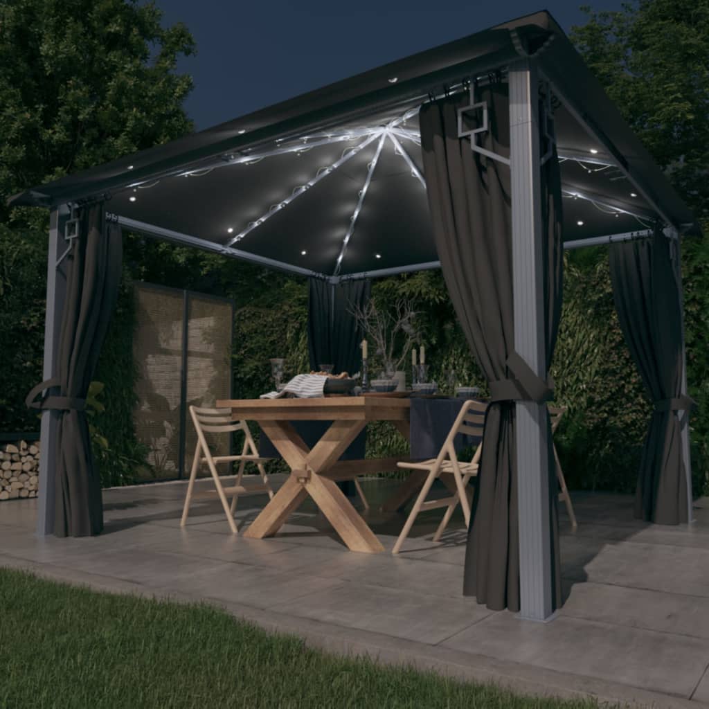 Vidaxl Arbor con ghirlanda leggera a LED a tenda 3x3 m Antracite in alluminio