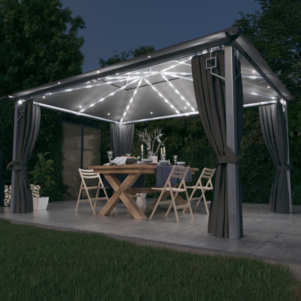 Vidaxl Arbor con ghirlanda leggera a led tenda 4x3 m Antracite in alluminio