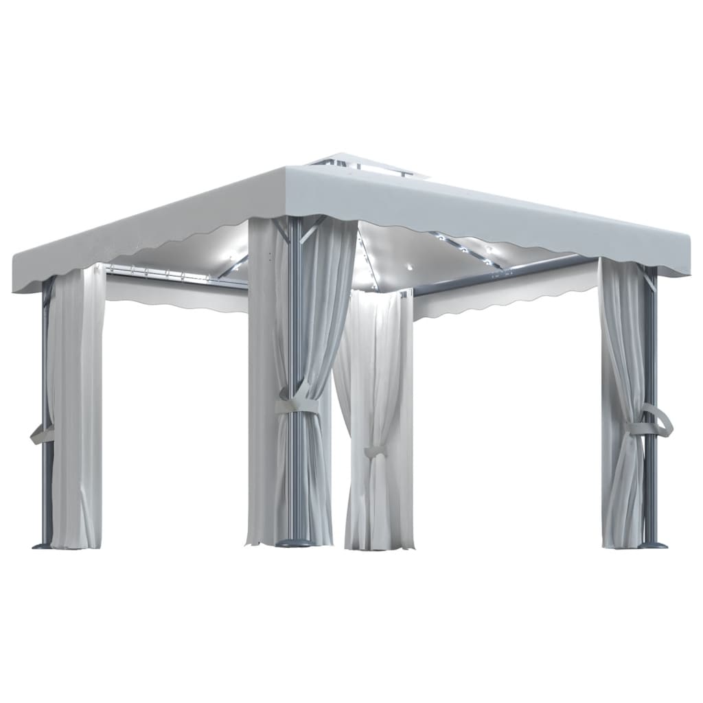 Vidaxl Arbor avec rideau et lumière LED Garland 3x3 M CRAME BLANC