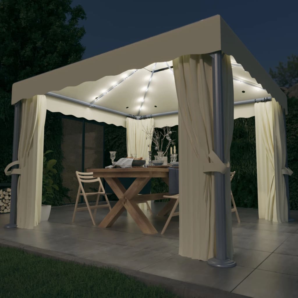 Vidaxl Arbor avec rideau et lumière LED Garland 3x3 M CRAME BLANC