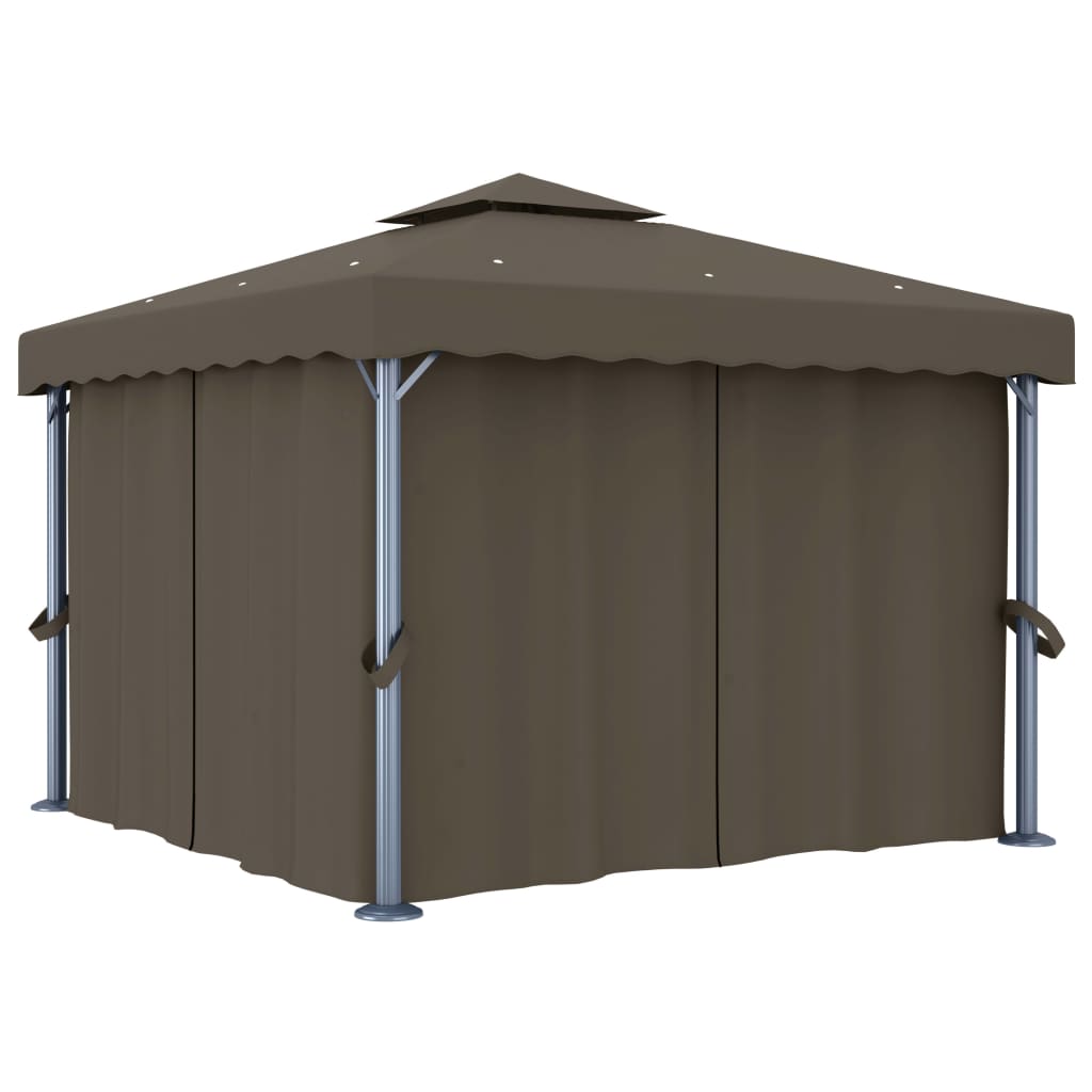 Vidaxl Arbor con tenda e ghirlanda leggera a LED 3x3 m Taupe