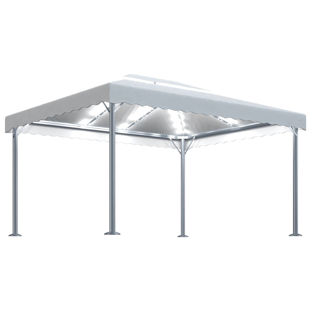 Vidaxl Arbor z LED lahkim girlandom 400x300 cm aluminijasta kremna barva