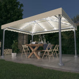 Arbor Vidaxl con guirnalda de luz LED 400x300 cm de aluminio de color crema