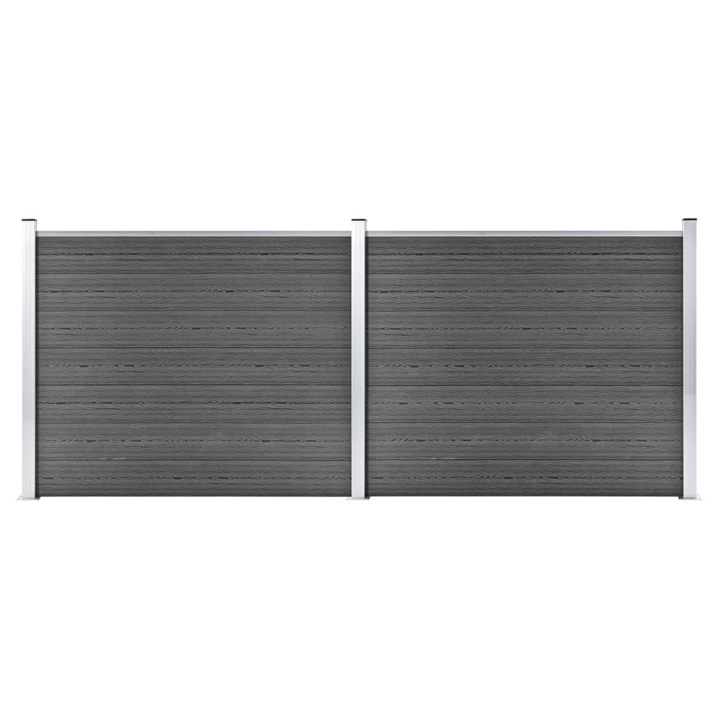 Set di pannelli di recinzione Vidaxl 353x146 cm HKC nero