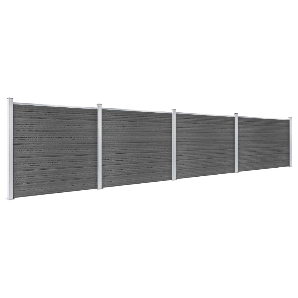 Panel de valla Vidaxl Conjunto de 699x146 CM HKC Negro