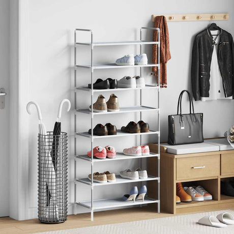Rack de chaussures Vidaxl avec 8 étagères de métal et de couleur en tissu non tissé