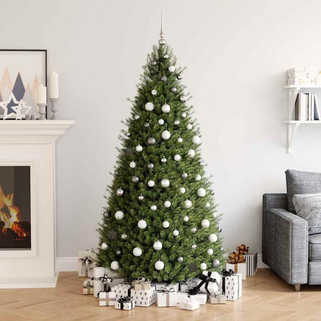 VidaXL Ensemble boule de Noël 60 pièces avec pic et 150 LED blanches et grises