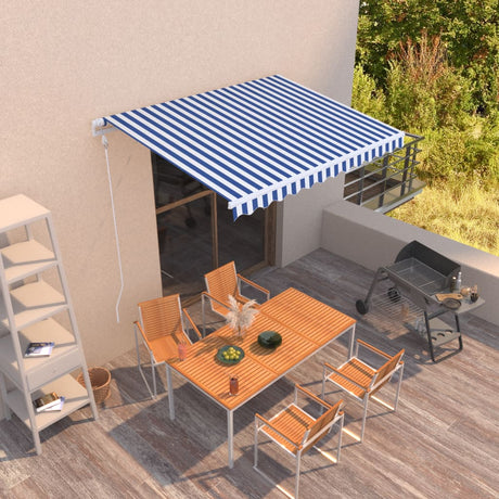 Vidaxl Luifel étend automatiquement 300x250 cm bleu et blanc
