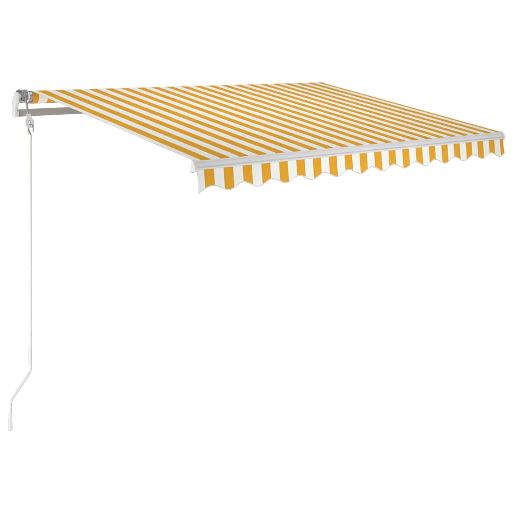Vidaxl Luifel étend manuellement 350x250 cm jaune et blanc