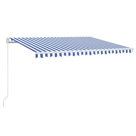 Vidaxl Luifel extensible manuellement avec LED 400x300 cm bleu et blanc