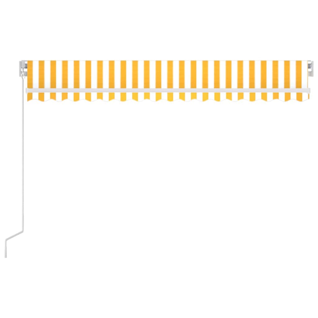 Vidaxl Luifel étend manuellement 450x300 cm jaune et blanc