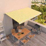 Vidaxl Luifel étend manuellement 500x300 cm jaune et blanc