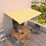 Vidaxl Luifel étend automatiquement 500x300 cm jaune et blanc