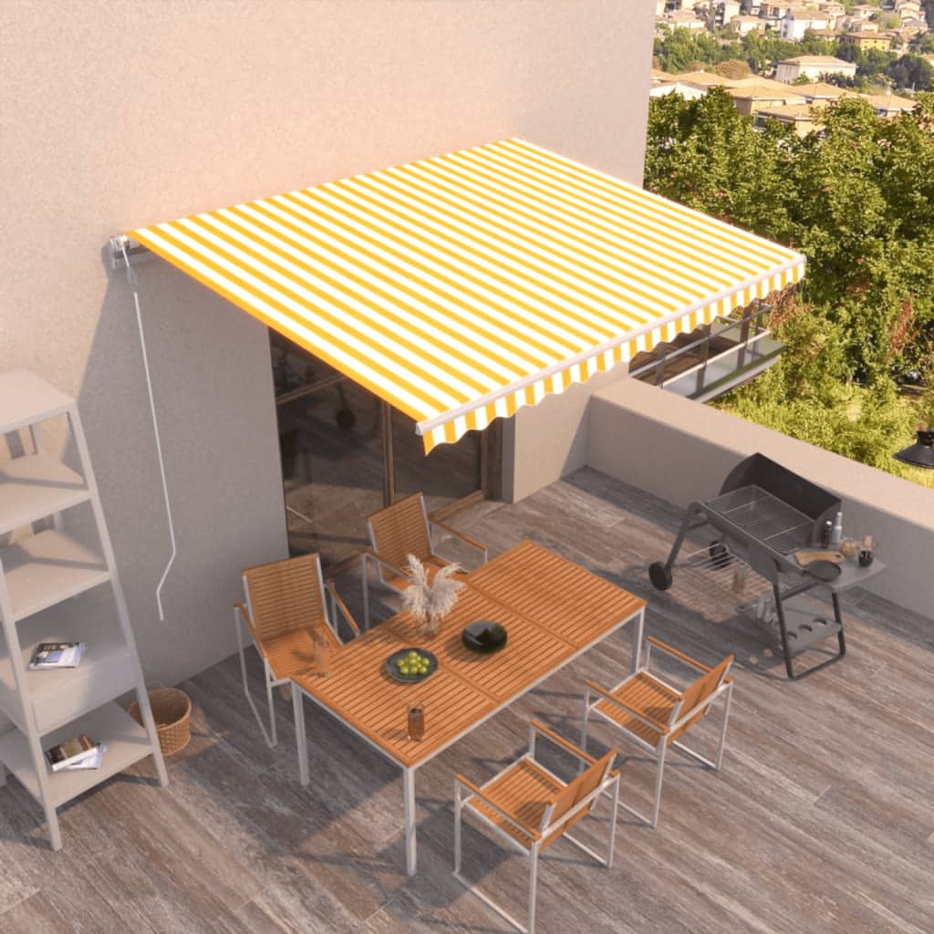 Vidaxl Luifel étend automatiquement 400x350 cm jaune et blanc