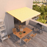 Vidaxl Luifel étend automatiquement 400x350 cm jaune et blanc