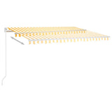 Vidaxl Luifel étend manuellement 450x350 cm jaune et blanc