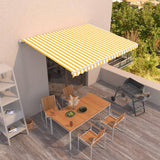 Vidaxl Luifel étend manuellement 450x350 cm jaune et blanc