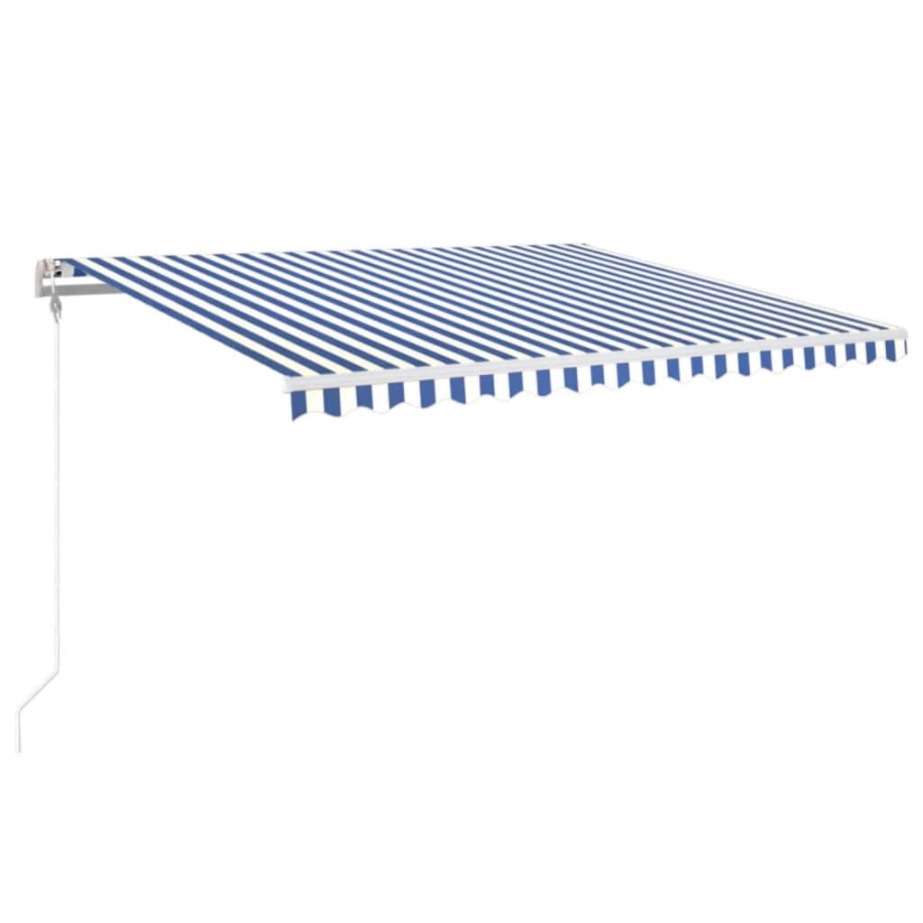 Vidaxl luifel automatique avec led et capteur de vent 450x350 cm blanc bleu