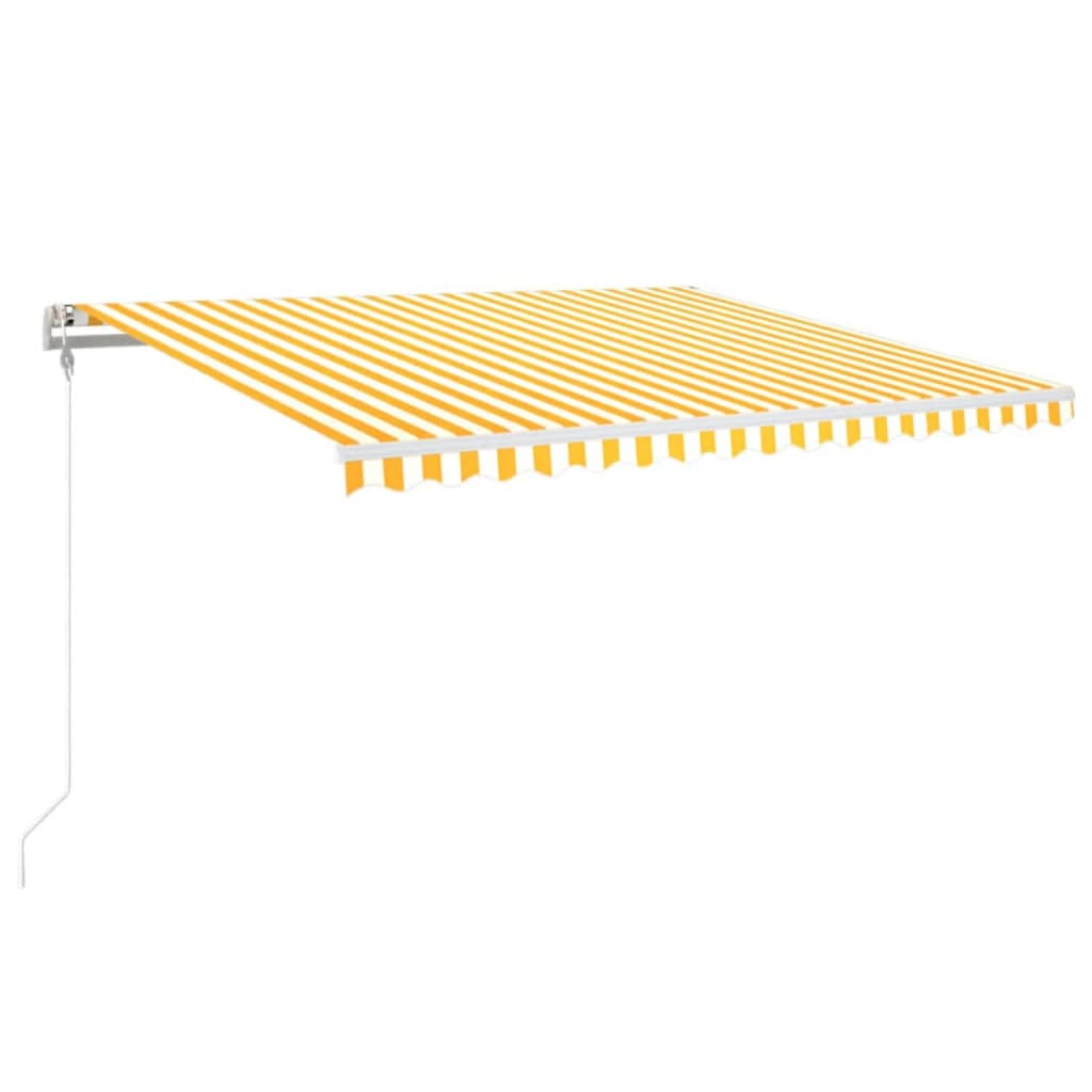 Vidaxl luifel automatique avec led et capteur de vent 450x350 cm blanc jaune