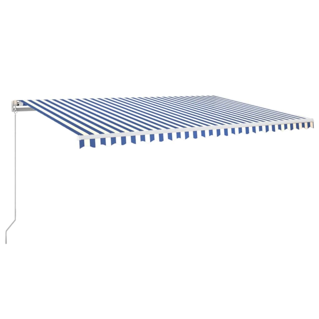 Vidaxl Luifel extensible manuellement avec LED 500x350 cm bleu et blanc