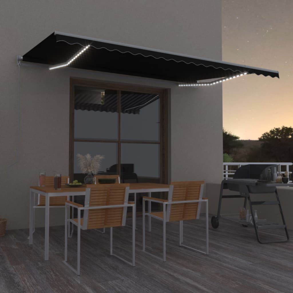 Vidaxl Luifel extensible manuellement avec une couleur anthracite LED 500x350 cm