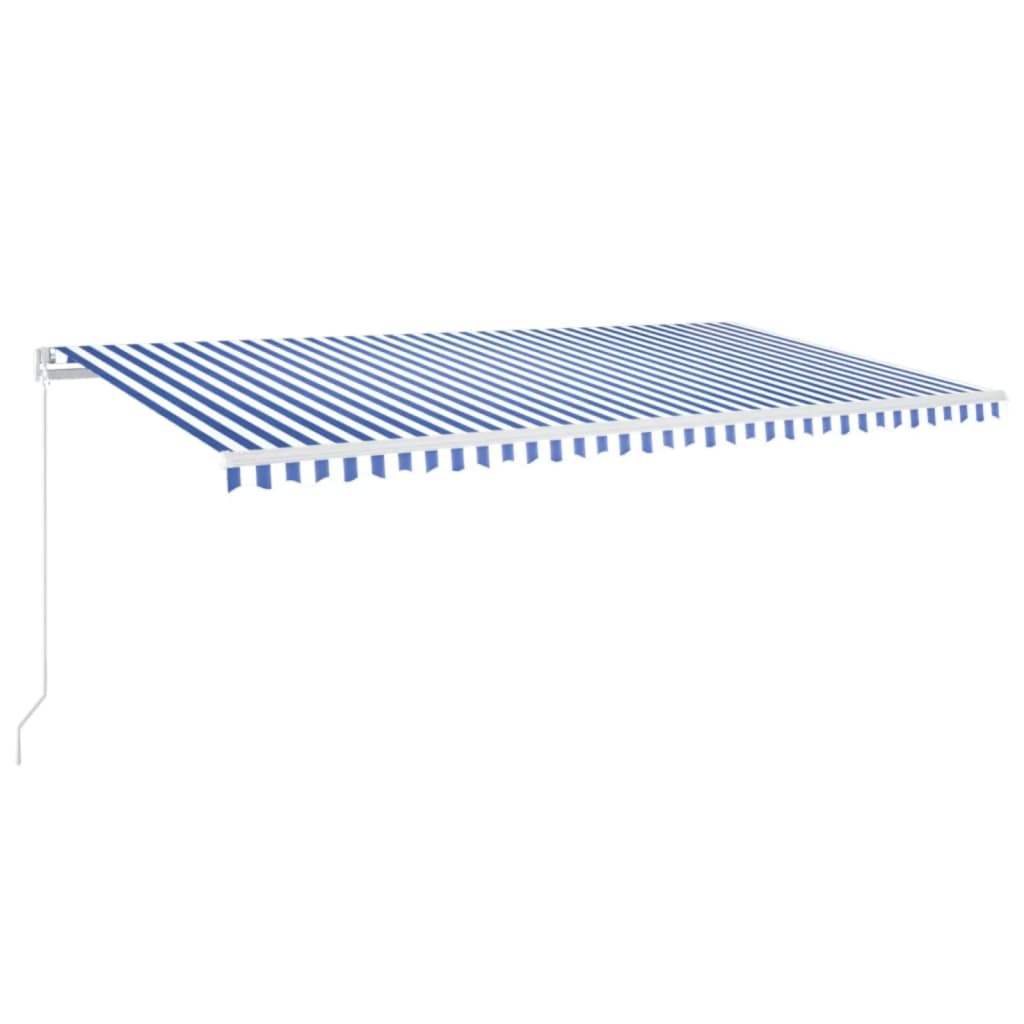 Vidaxl Luifel extensible manuellement avec LED 600x350 cm bleu et blanc